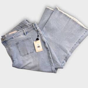 NYDJ Womens Jean Sz 28W Wide Leg High Rise Crystal‎ Blue Stretch Brigitte Capri